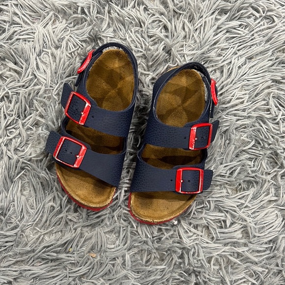 Birkenstock Other - • Birkenstock • Little Kids Milano Sandals Buckles Leather Navy Blue Red 9 9.5